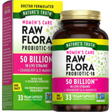 Raw Flora Probiotiques pour Femmes – Bouteille élégante prête à l'emploi, soutien digestif potentiel.