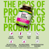 Étiquette claire de Raw Flora Probiotiques pour Femmes sur le flacon.