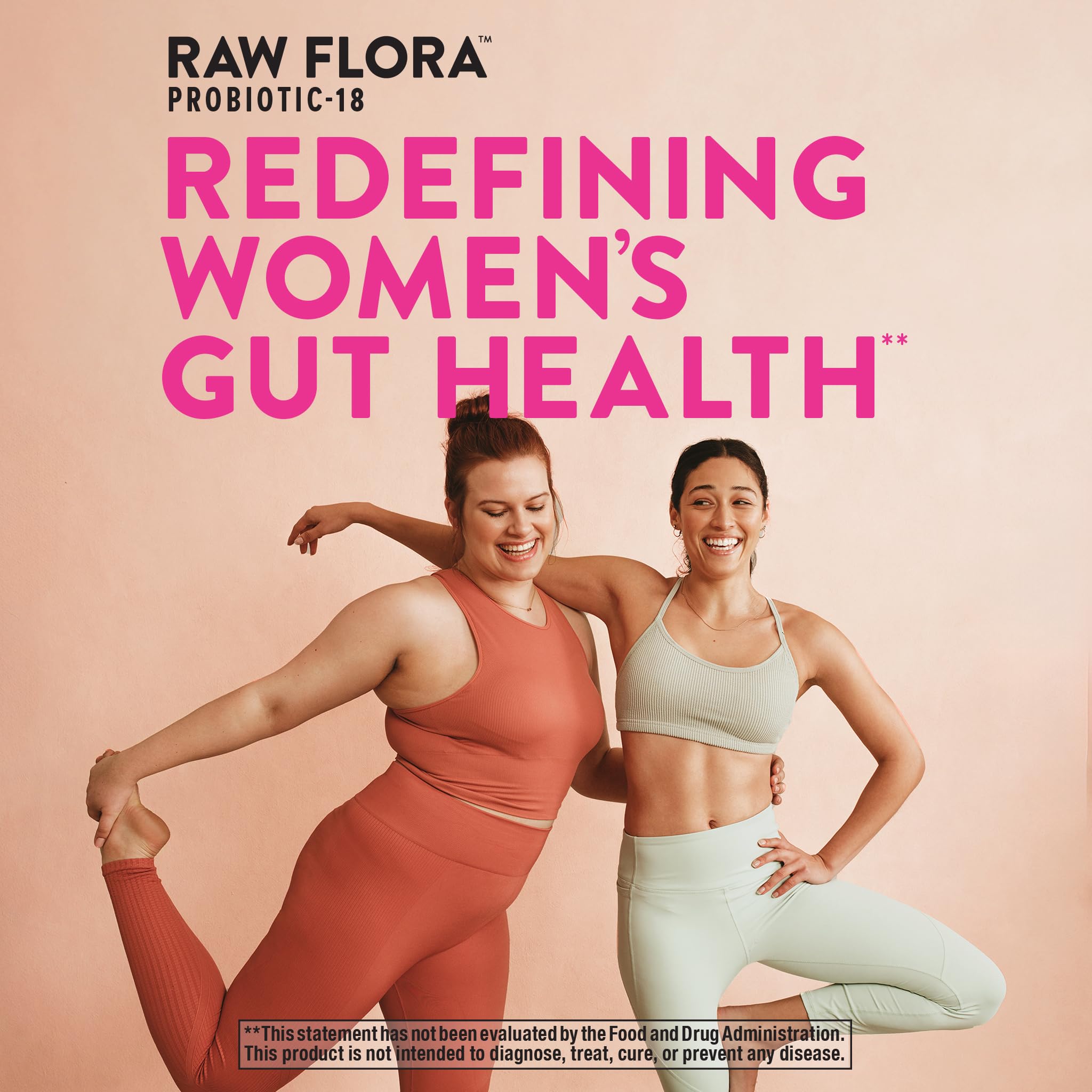 Prise quotidienne de Raw Flora Probiotiques pour Femmes avec un verre d'eau.