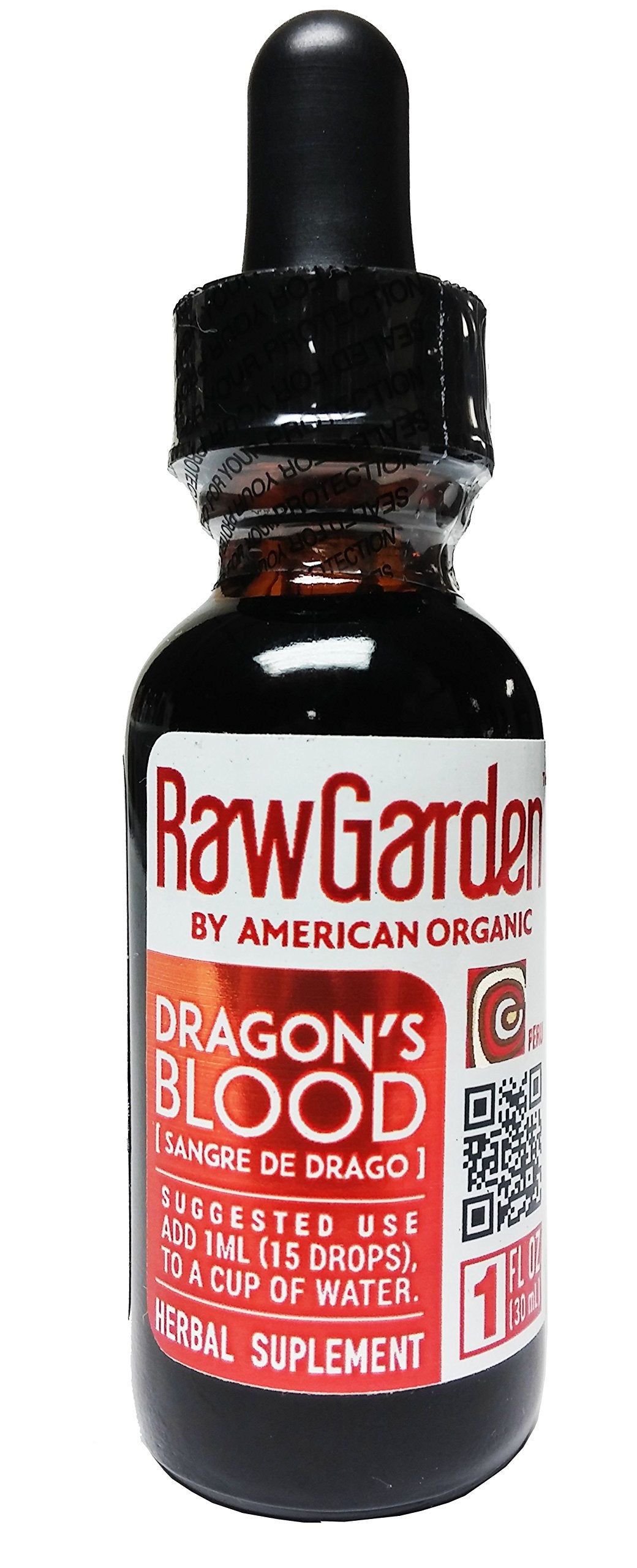 Raw Garden Sang de Dragon, bouteille 1oz prête pour la routine cutanée.