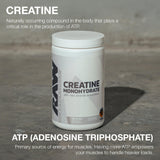Poudre naturelle RAW Nutrition Creatine Monohydrate, préparation rapide avant l’entraînement.