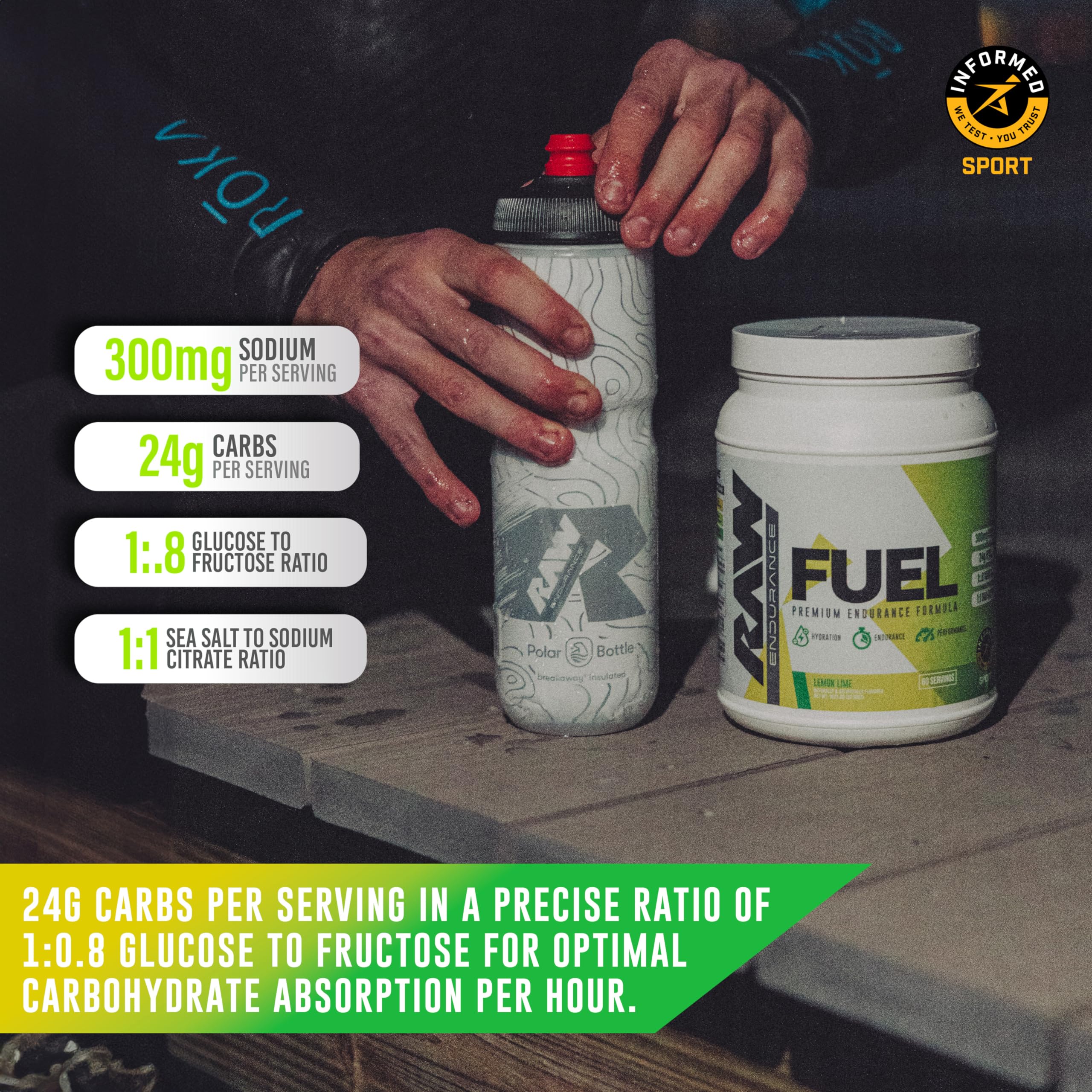 Boîte RAW Fuel 60 portions prête à l’emploi pour l’entraînement.