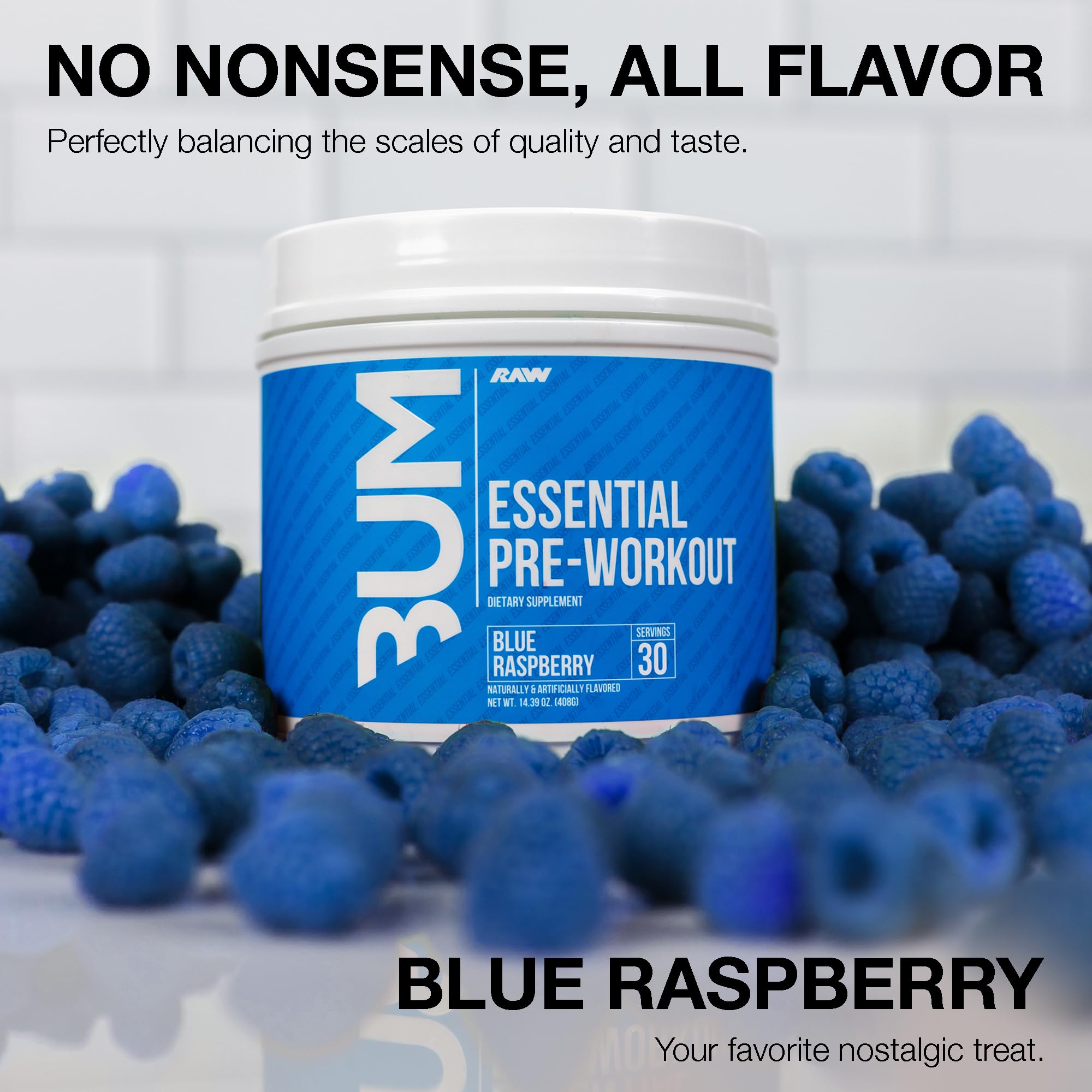 RAW Essential Pre – Caféine, 200 mg pour énergie ciblée.