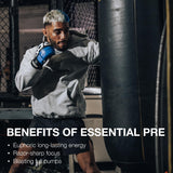 RAW Essential Pre – Puissance et pompes musculaires durant l’entraînement.