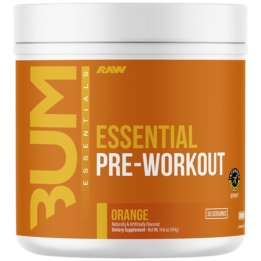 RAW Pré-entraînement Essentiel Orange, Bouteille prête à l’entraînement et énergie durable.