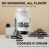 RAW isolat protéique de lait, goût biscuit-crème, préparation smoothie onctueuse.