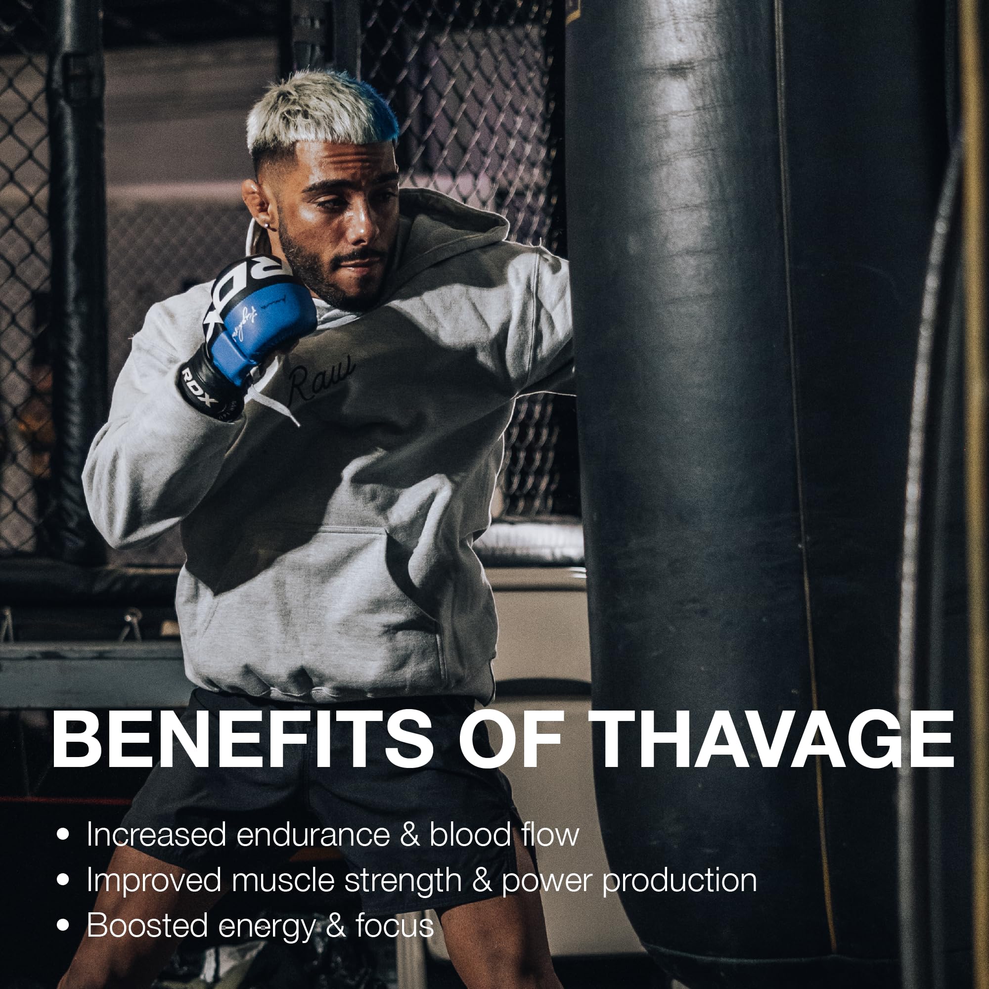 RAW Thavage utilisation en salle de sport pour une séance énergisée.