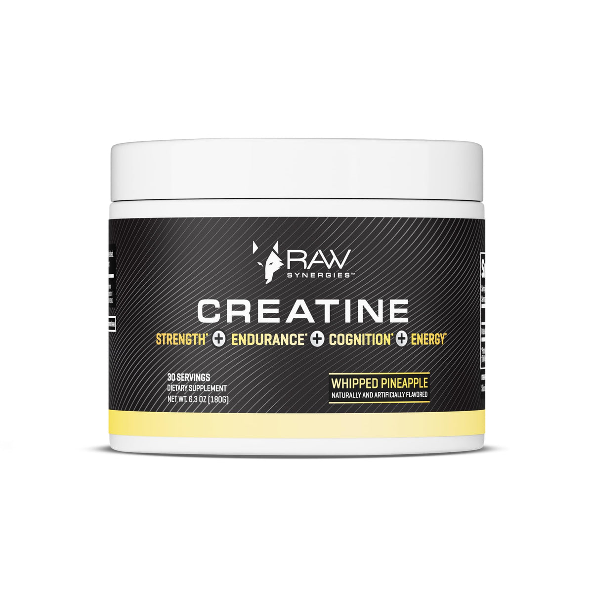RAW Synergies Creatine Ananas, bouteille en train de se verser, idéal pour rester hydraté après l’effort.
