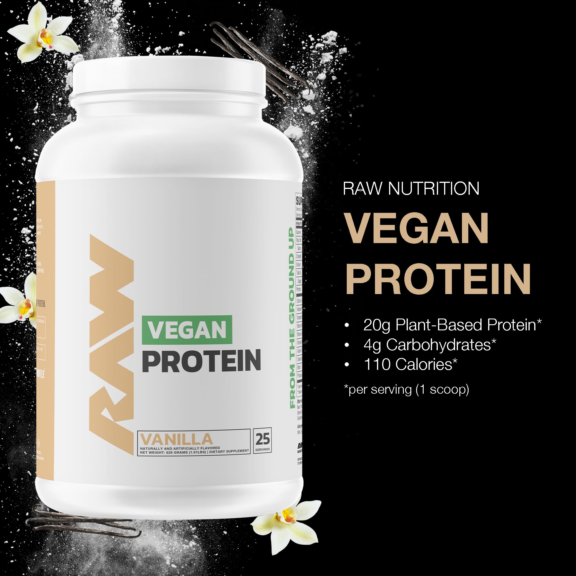 RAW Protéine vanille: doseur pratique pour doser facilement votre shake