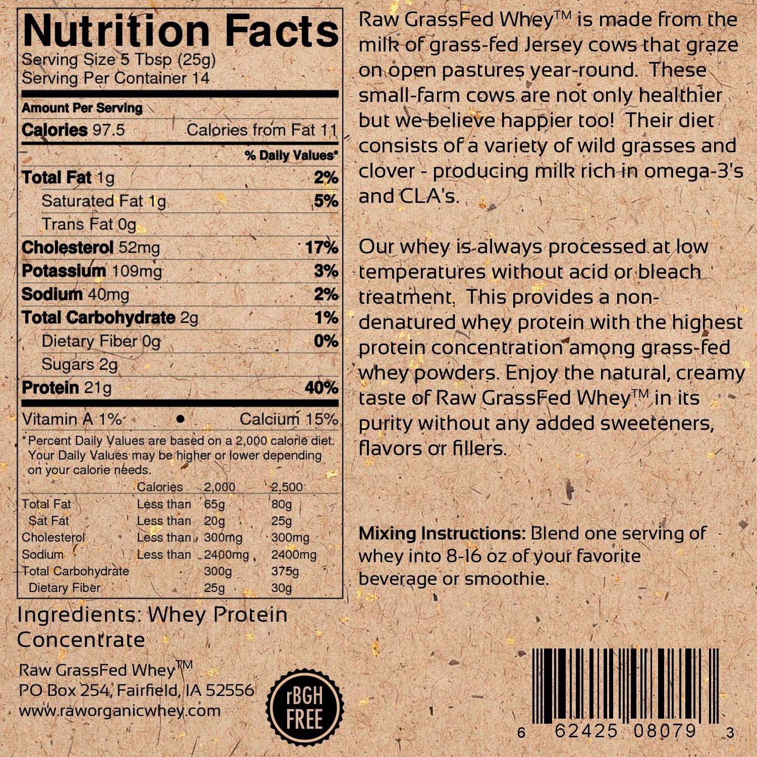 Raw Organic Whey: acides aminés riches, soutien potentiel à l'entraînement.