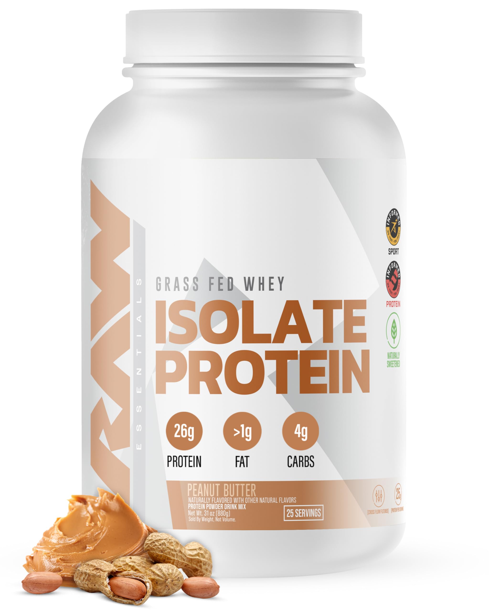 RAW Whey Isolate au beurre de cacahuète, pot pratique pour une collation protéinée.