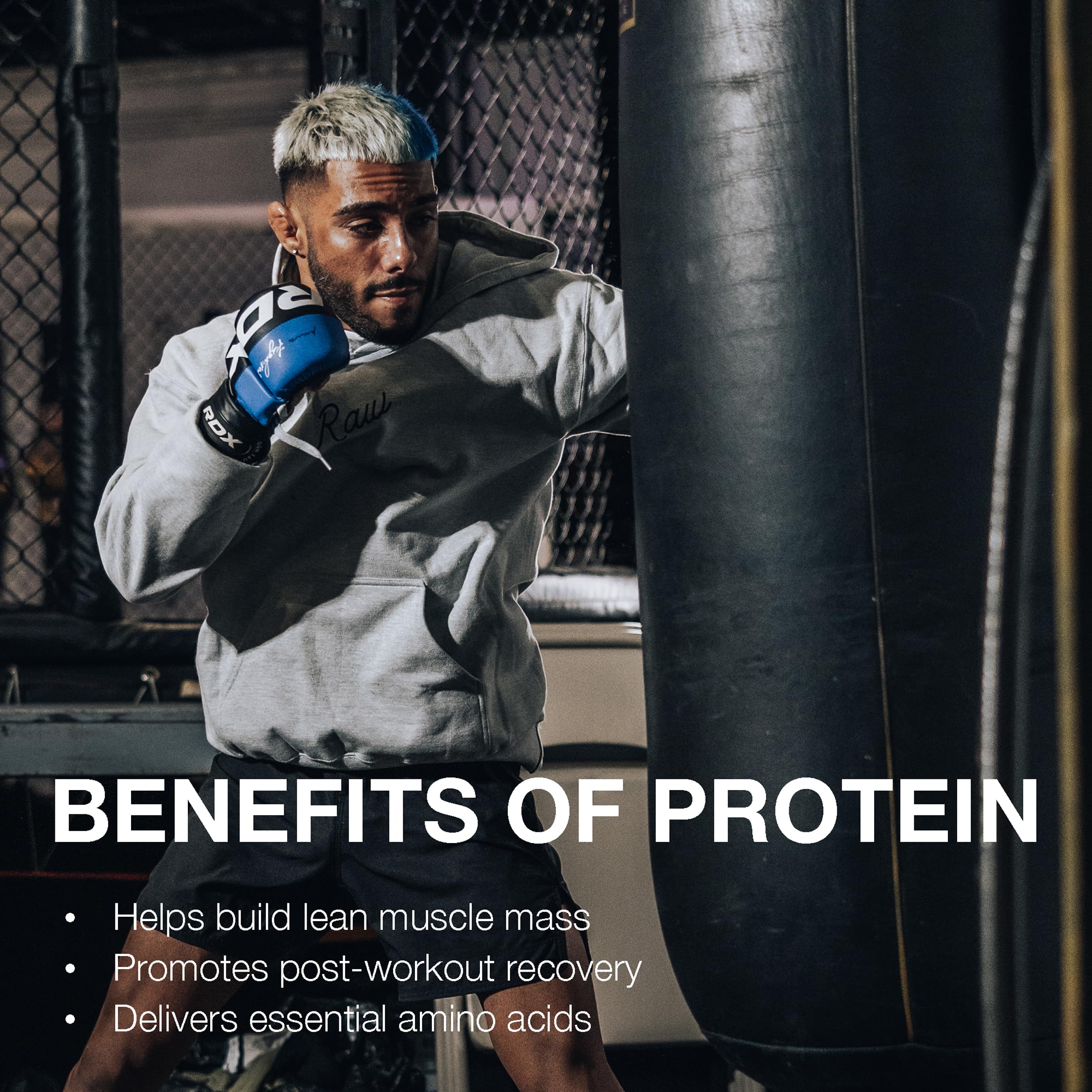 RAW Whey Isolate mélange facile avec eau ou lait végétal.