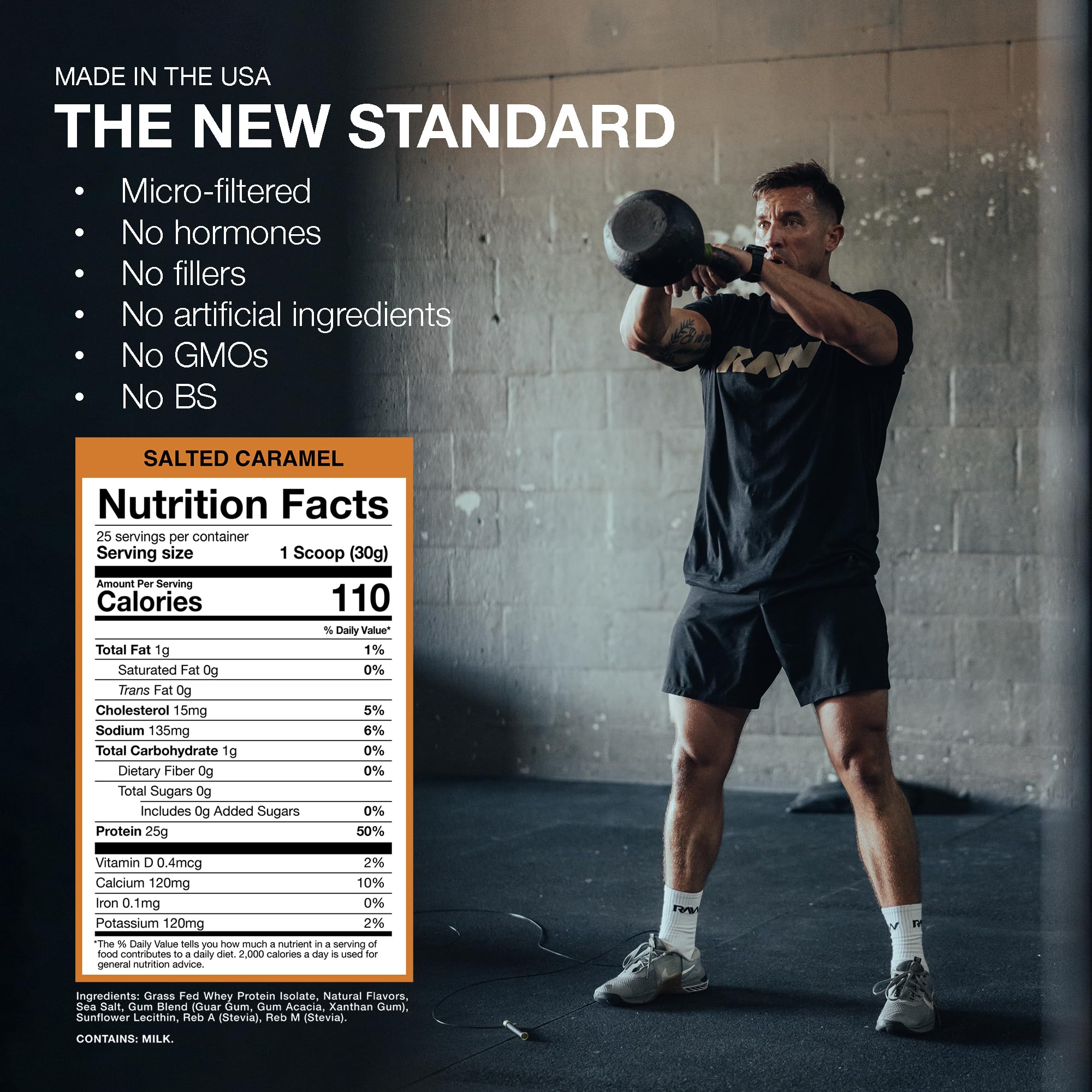 RAW Whey Isolate Sel Caramel — shaker pratique pour mélanger rapidement.