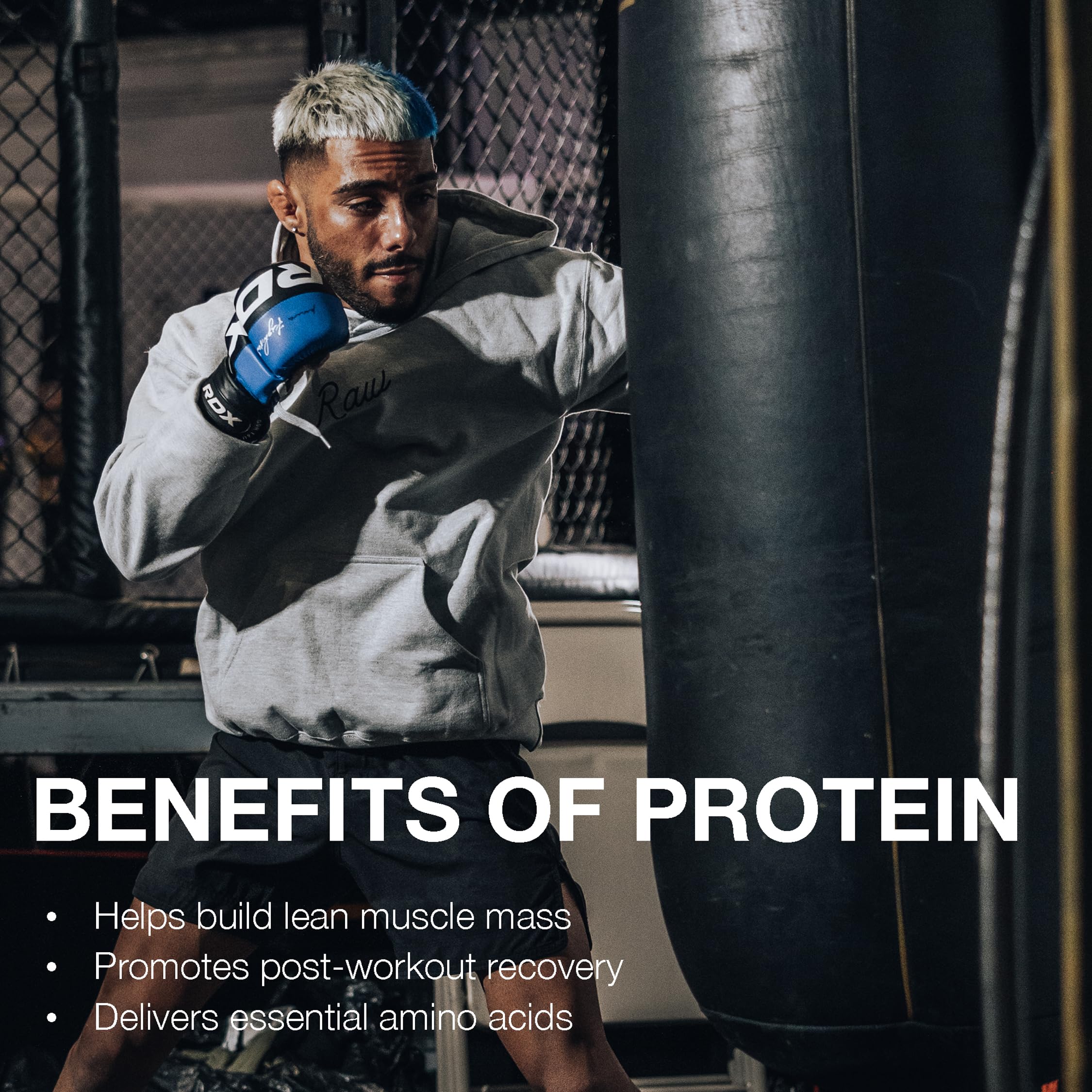 Étiquette RAW Whey Isolate Vanille indiquant ingrédients sans additifs et sans OGM.