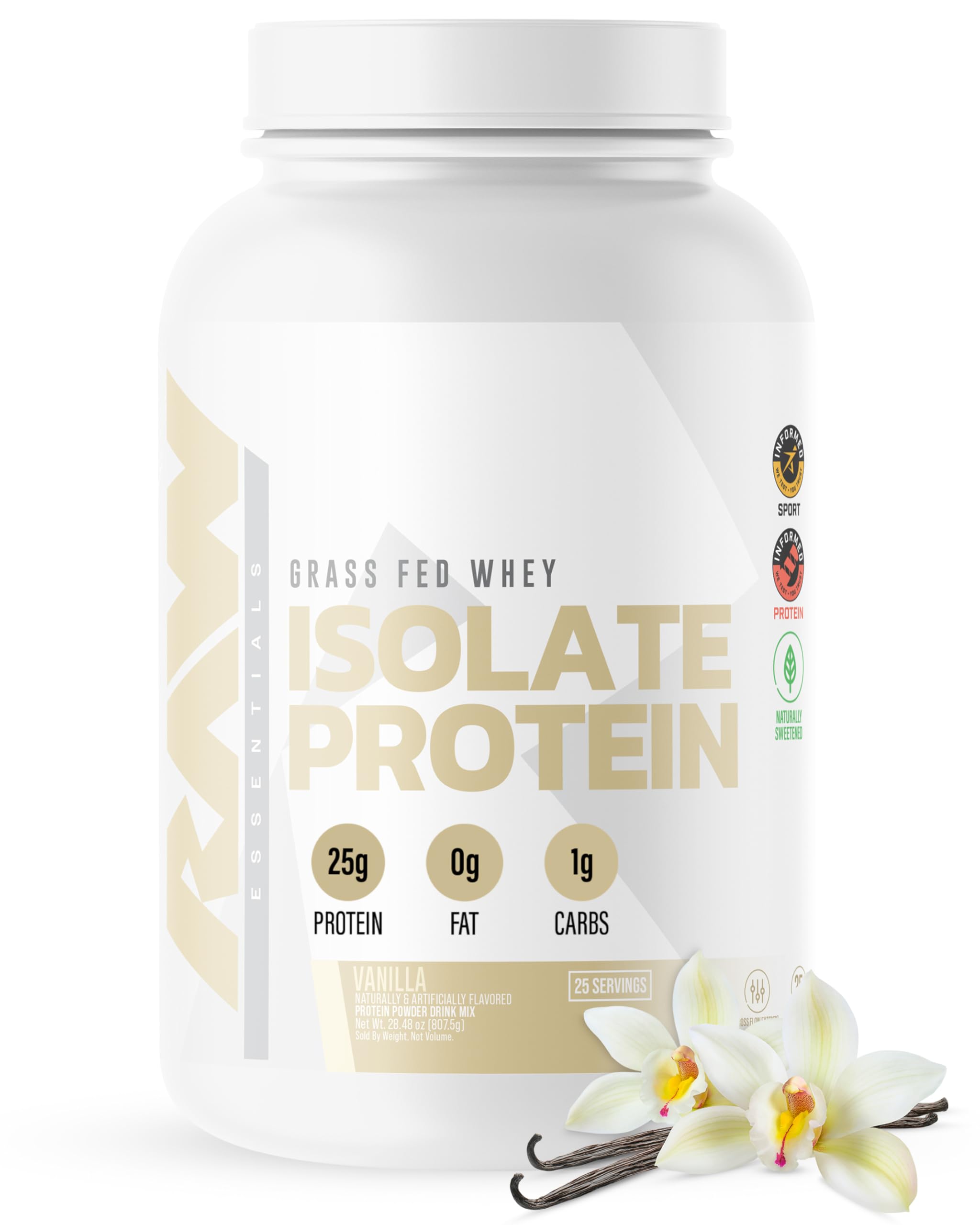 Pot RAW Whey Isolate Vanille, poudre protéinée pour récupération musculaire et collation post-entraînement.