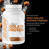 RAW Whey Isolate Sel Caramel — verre et mélange facile, goût gourmand.