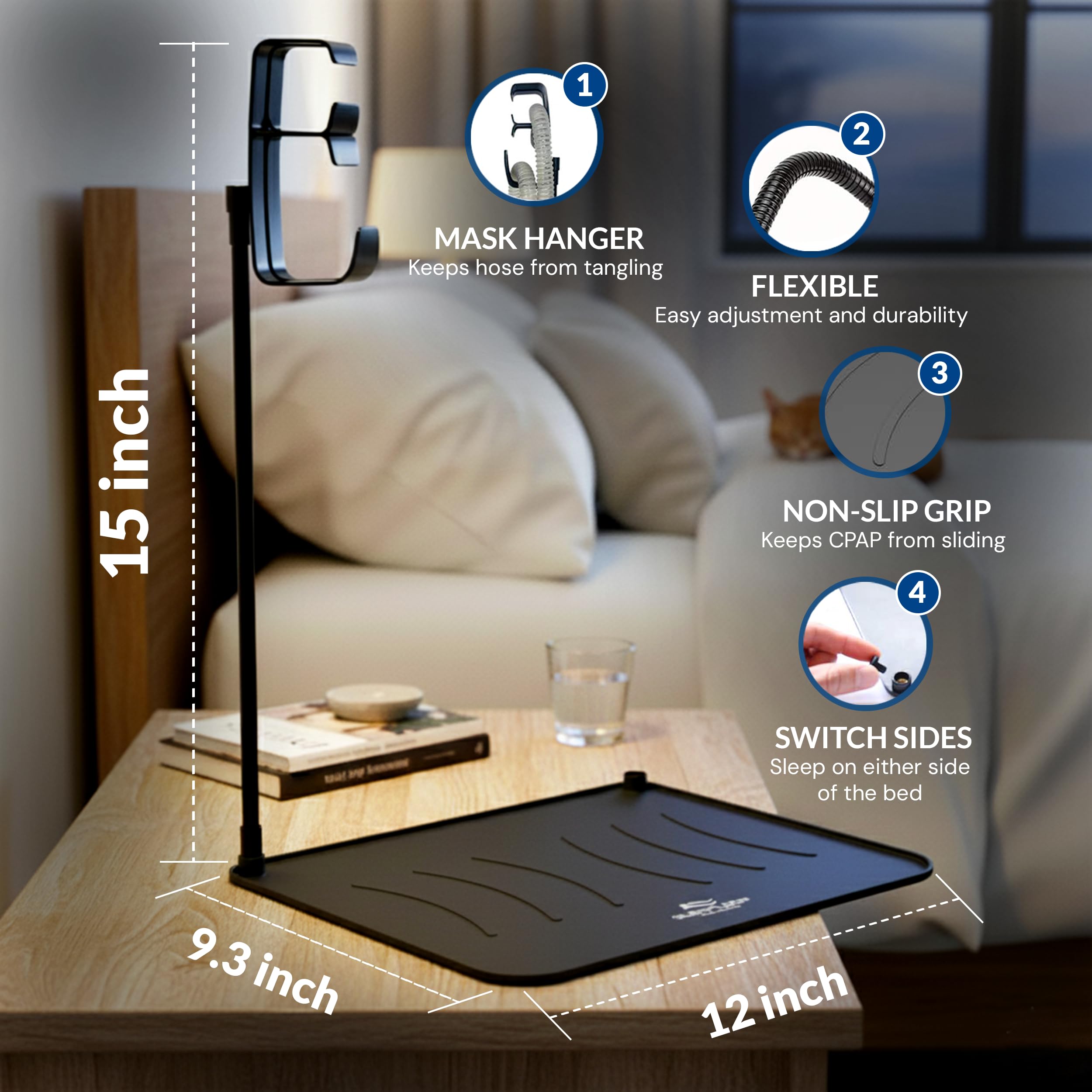 RawRock: etagere-organisateur-nuit CPAP organise les accessoires près du lit