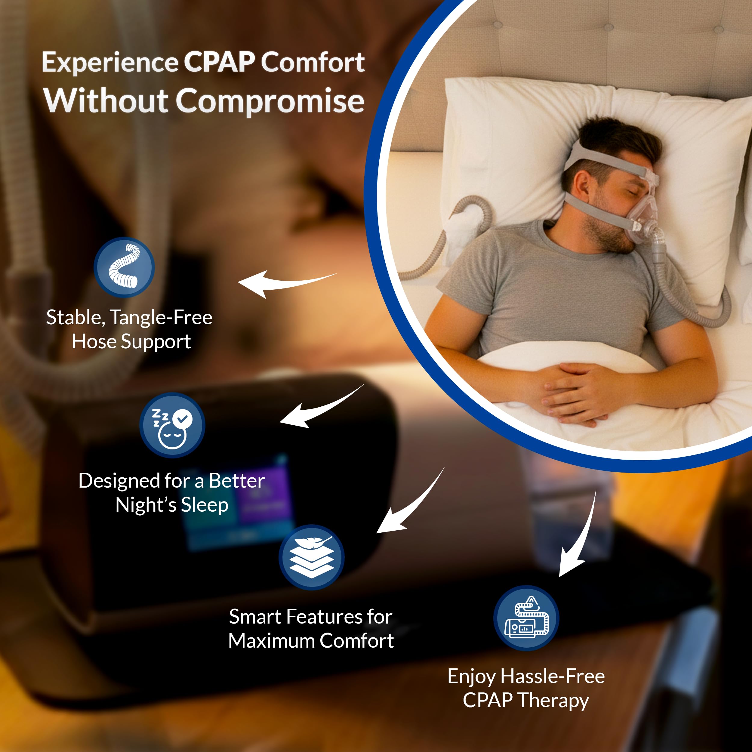 RawRock plateau-chevet CPAP offre un espace dédié au matériel.