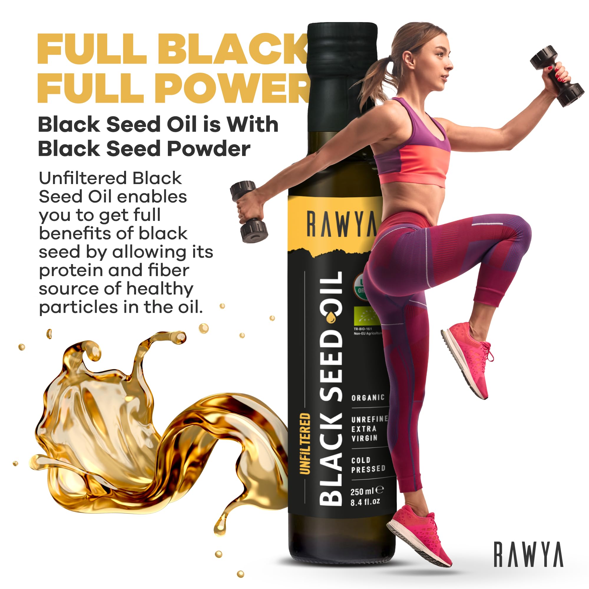 Arôme riche de RAWYA Nigelle, idéal pour assaisonnements et smoothies.