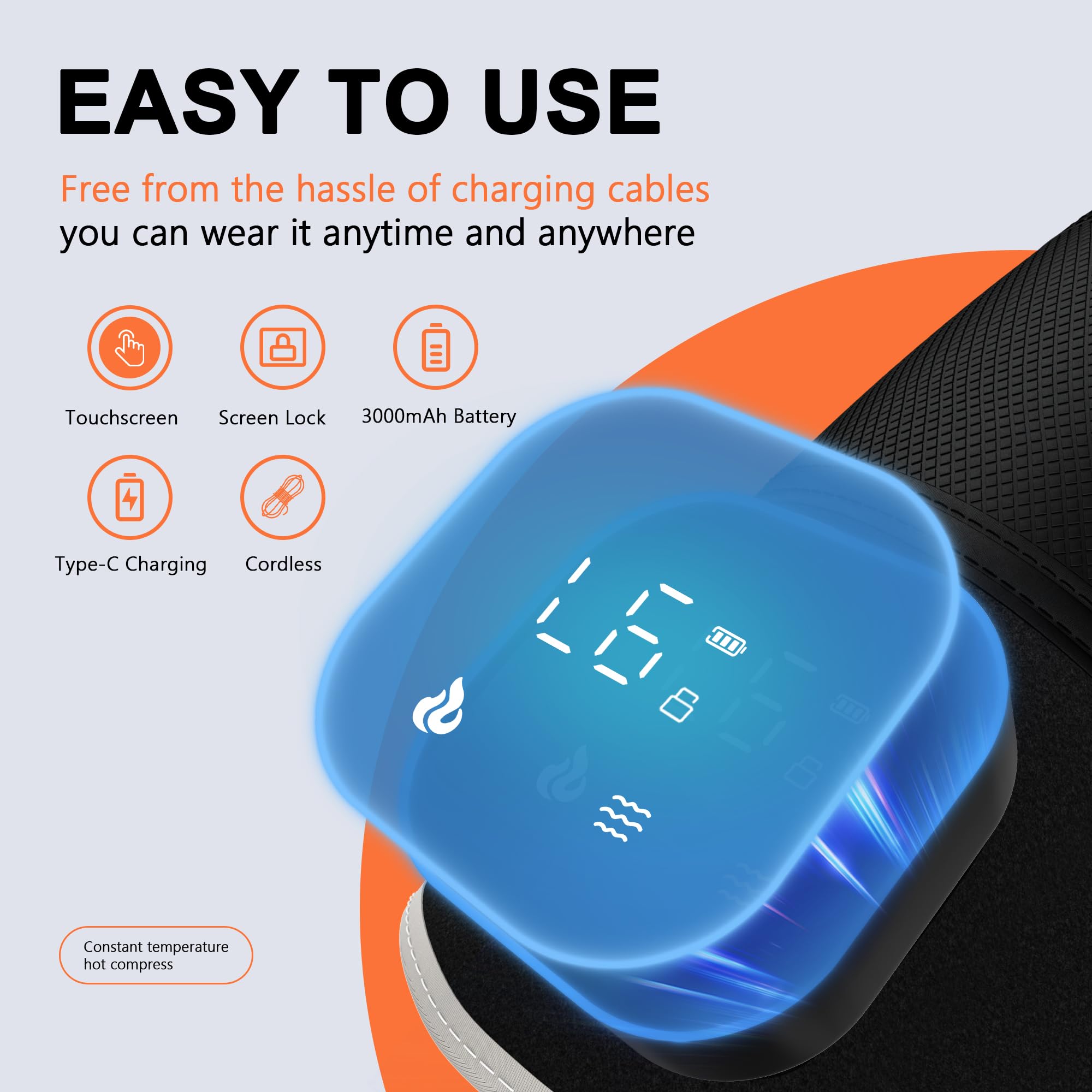 RAYOCON Genou batterie 3000 mAh pour 1–2 heures d'utilisation.