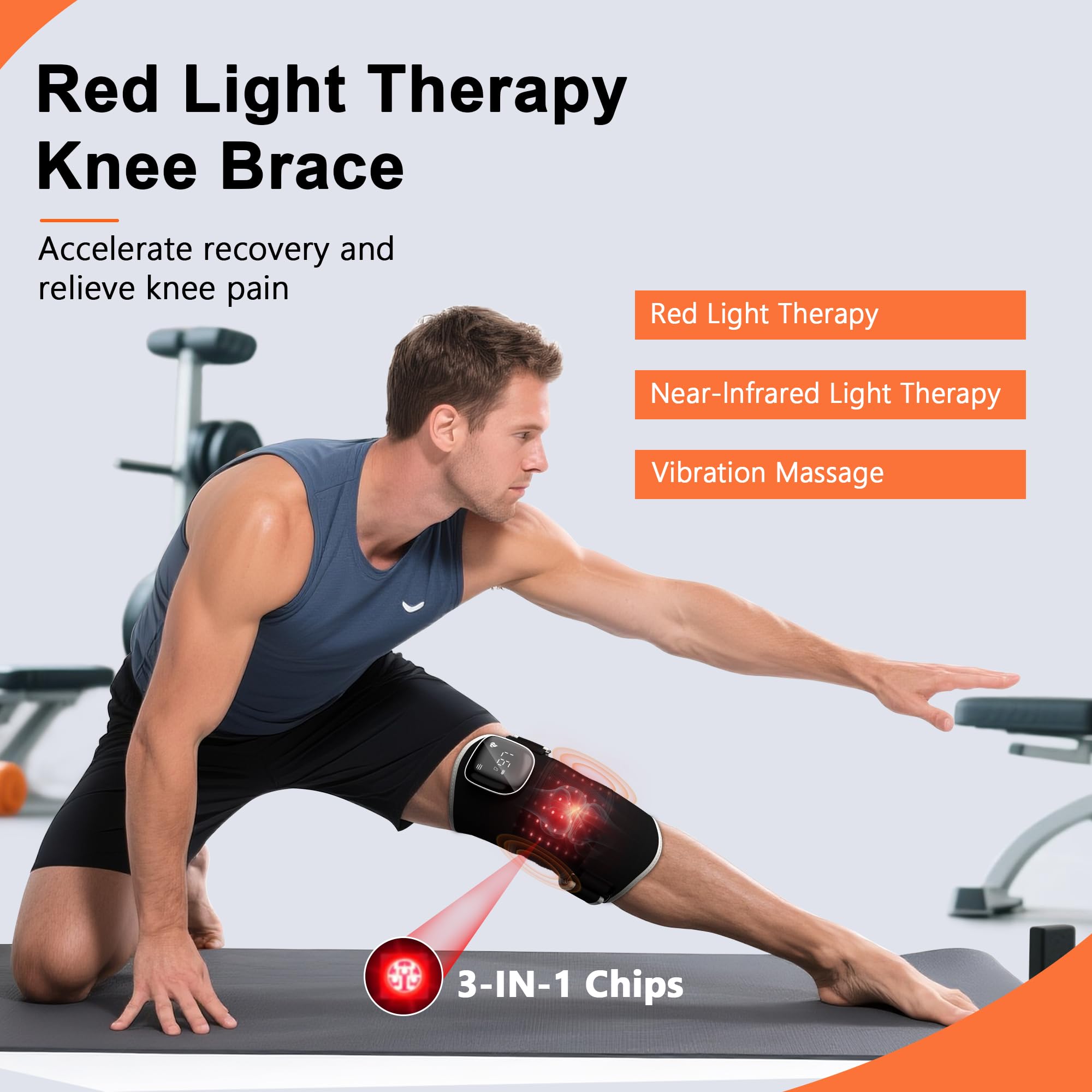 RAYOCON Genou thérapie lumière rouge, 6 modes pour confort ciblé.