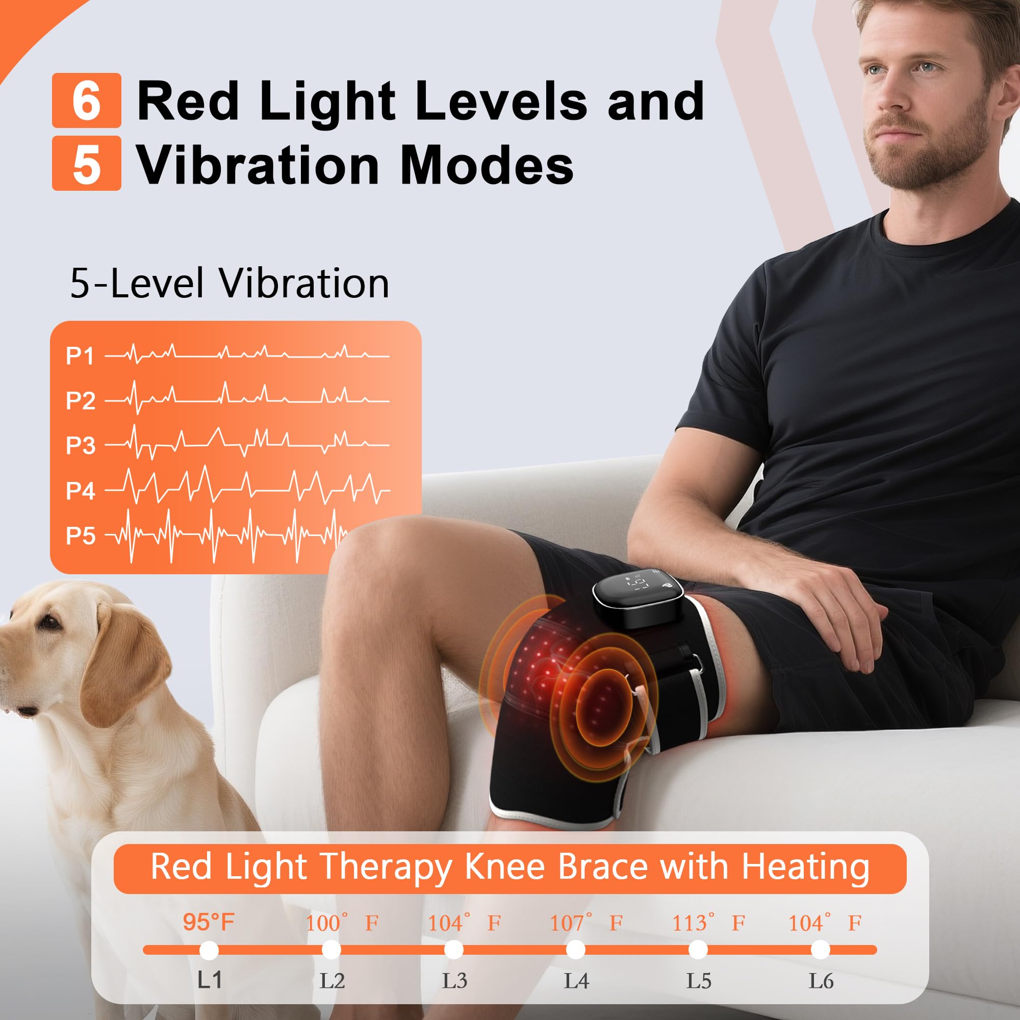 RAYOCON Genou, 5 puissances de vibration pour relaxation musculaire.