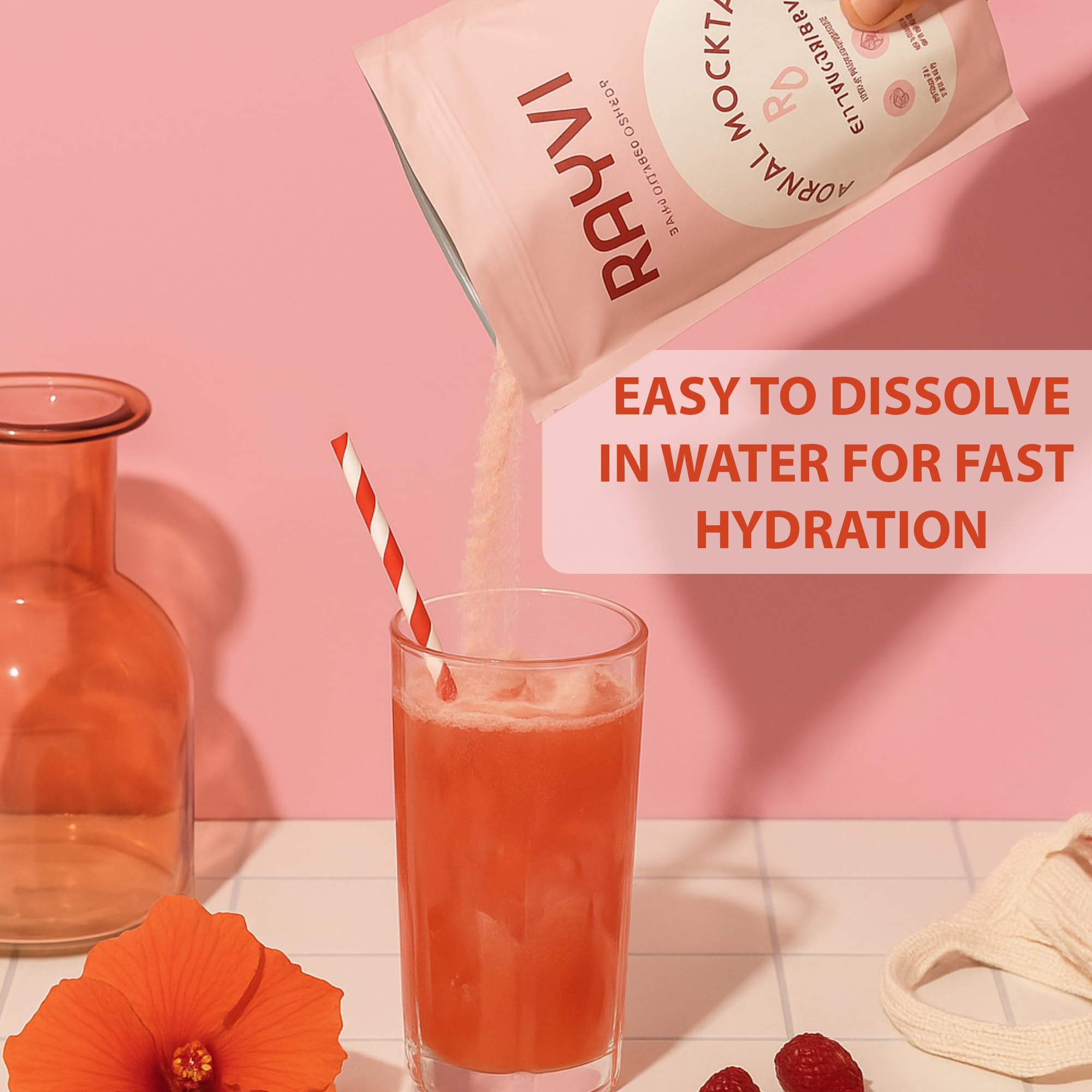 Cuillere-dose Rayvi dans un verre d'eau boisson pratique