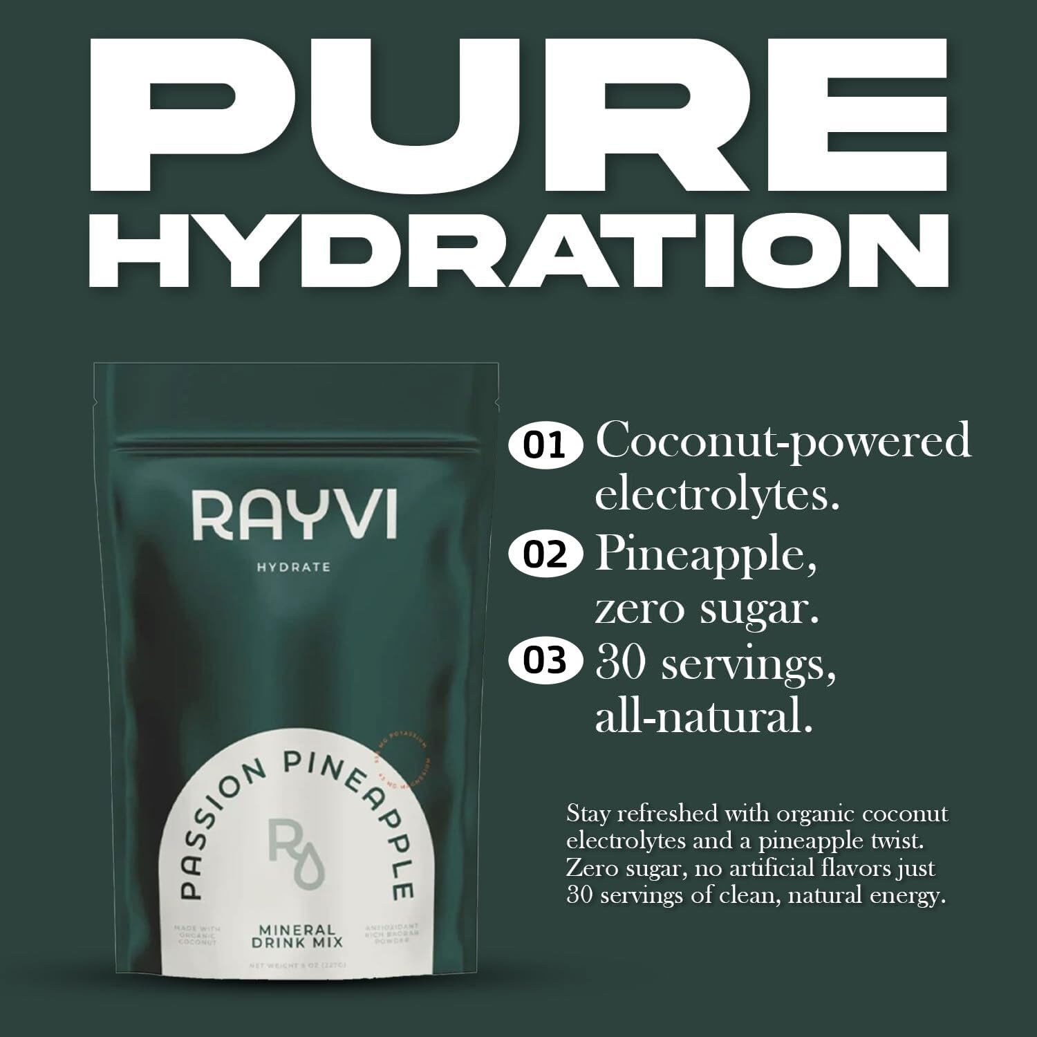 Rayvi – ingrédients organiques fraises eau de coco sel de mer