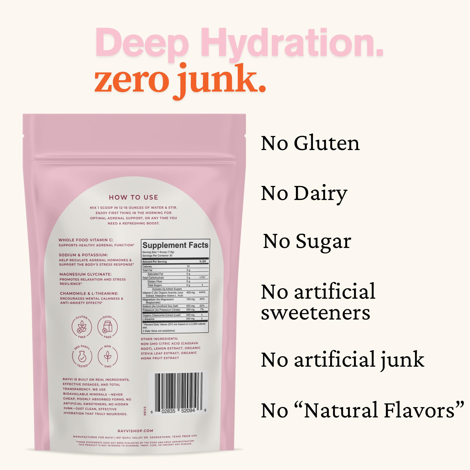 Rayvi vegan sans gluten pour hydratation quotidienne