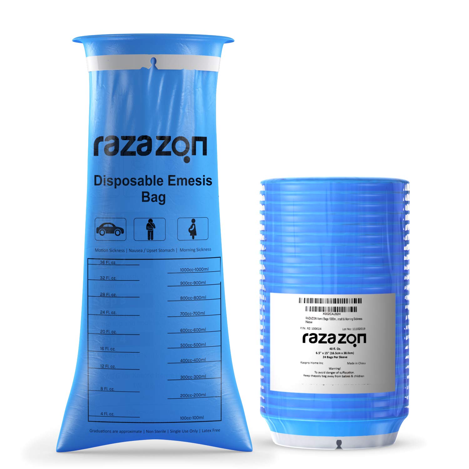 RAZAZON sacs vomito grande capacité pour trajets longs.