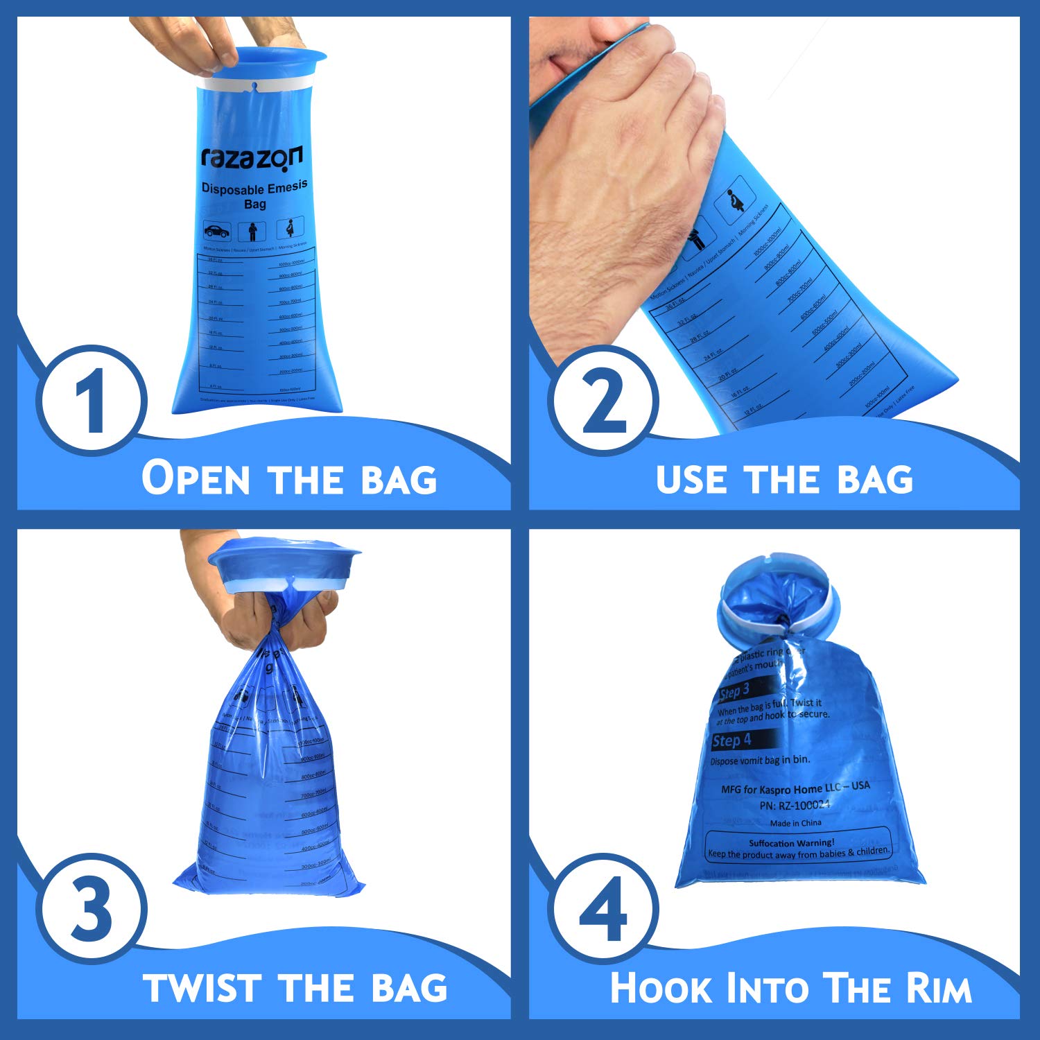 RAZAZON sac vomito portable, léger et compact.