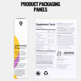 Label propre REACTONZ Immunité Plus, sans gluten ni colorants artificiels.