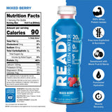 Ready Clear Protein Water, verse dans un verre, hydratation et énergie.