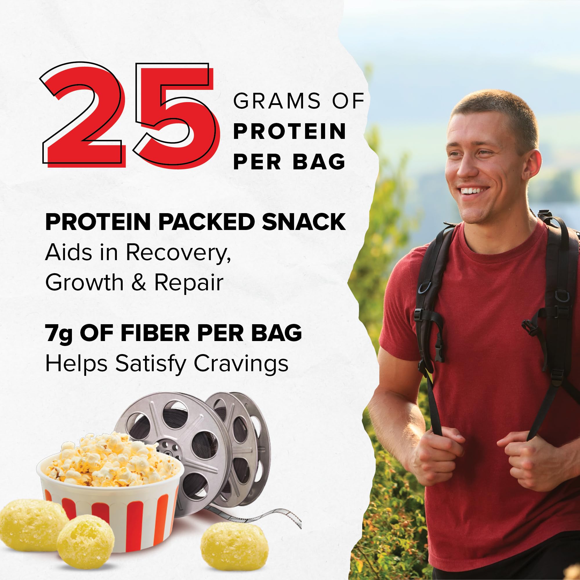 Ready Protein Puffs texture croquante, expérience snack légère et satisfaisante.