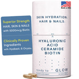 Ready To GLOW acide hyaluronique : hydratation cutanée durable.