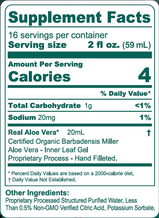 Real Aloe Aloe Vera versé dans un verre, digestion douce