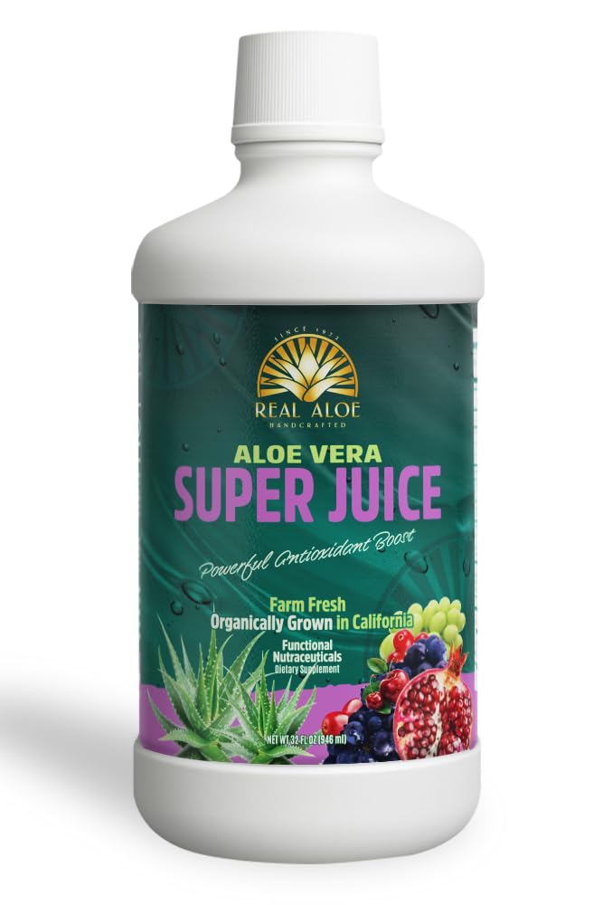 Real Aloe Super Juice: gel intérieur d'aloé, grenade et canneberge, hydratation naturelle