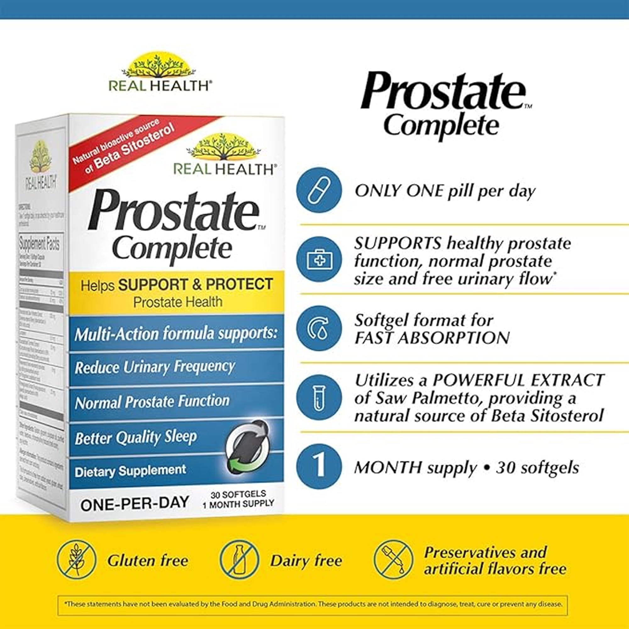 Real Health Prostate Complete – gélules molles faciles à avaler avec de l'eau