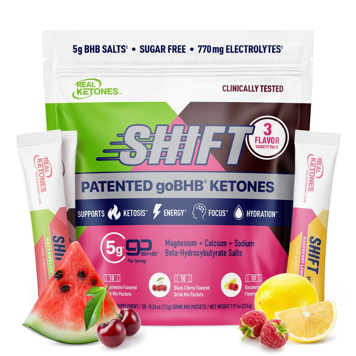 Real Ketones BHB sachets électrolytes : hydratation efficace pour le jeûne.