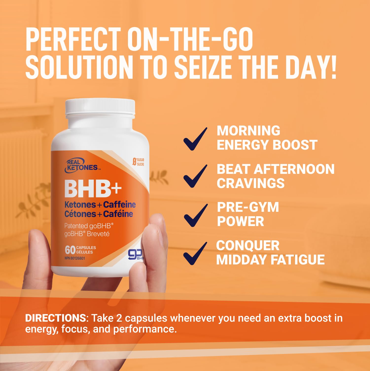 Real Ketones Keto BHB design packaging inspirant et facile à transporter.