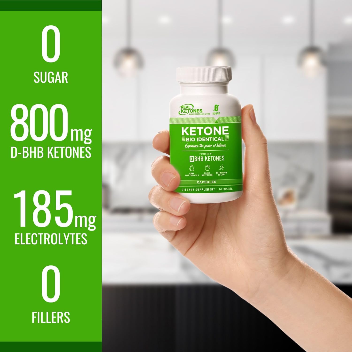 Real Ketones Keto BHB Sels Capsules — doseur inclus pour un dosage pratique et précis