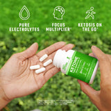 Real Ketones Keto BHB Sels Capsules — étiquette claire avec informations sur les cétones et électrolytes