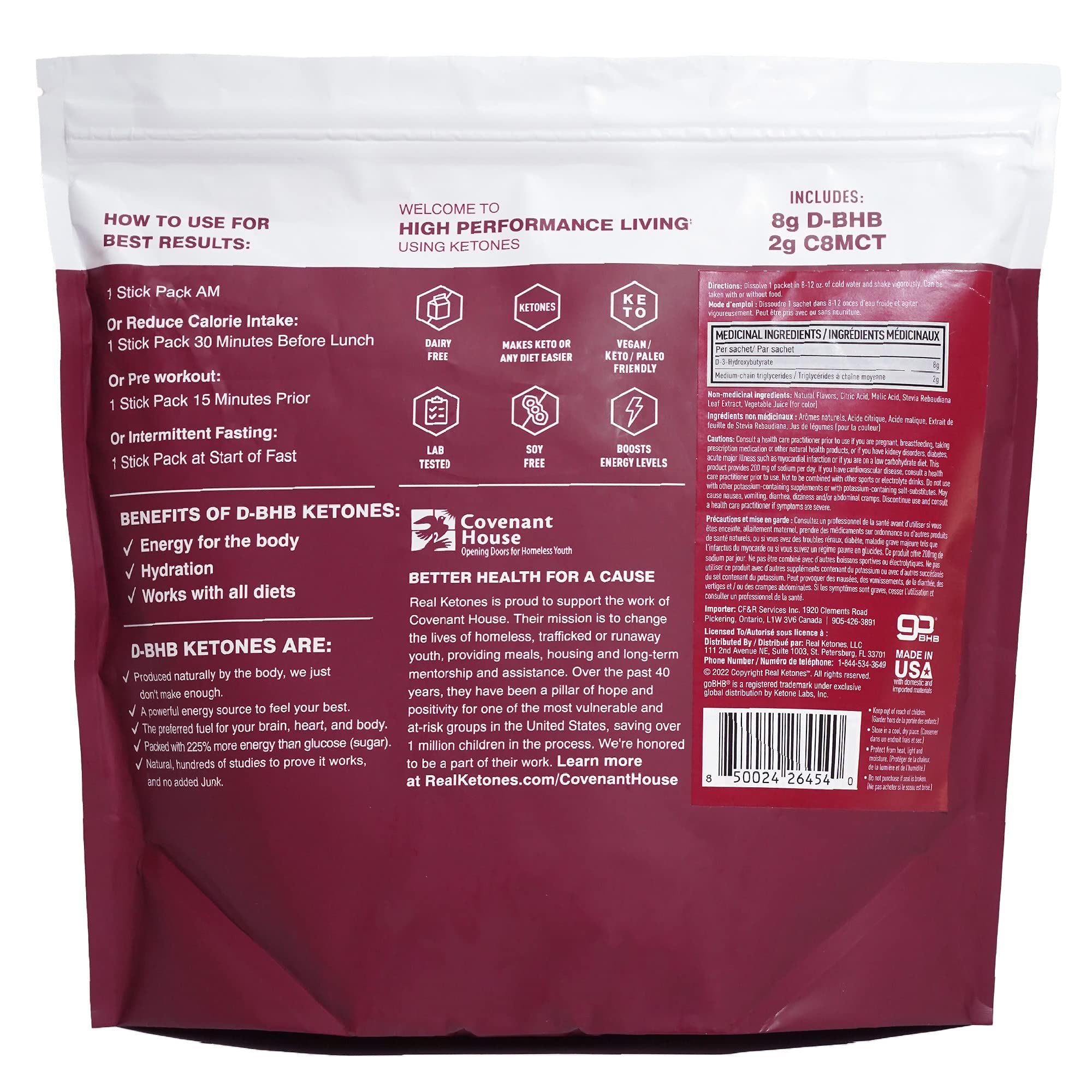Real Ketones dose poudre électrolytes, hydratation rapide et efficace