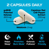 Real Ketones Night Melatonine capsule: aide au sommeil et récupération.