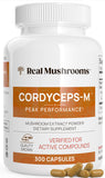 Real Mushrooms Cordyceps: emballage clair, gélules faciles à emporter pour énergie durable