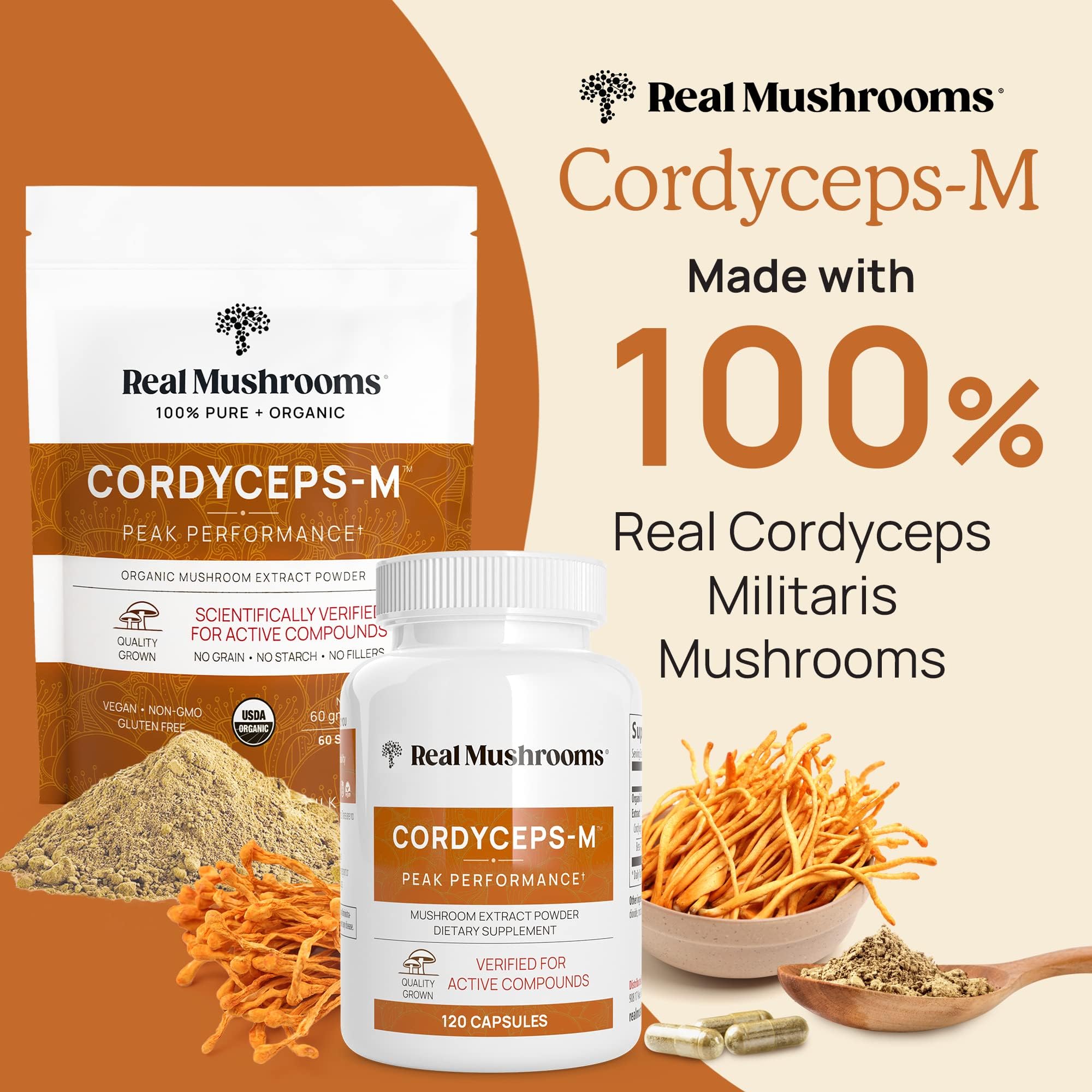 Real Mushrooms Cordyceps: ingrédients sans additifs, pureté garantie