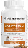 Real Mushrooms Cordyceps Militaris capsules, consommation simple et énergie potentielle.
