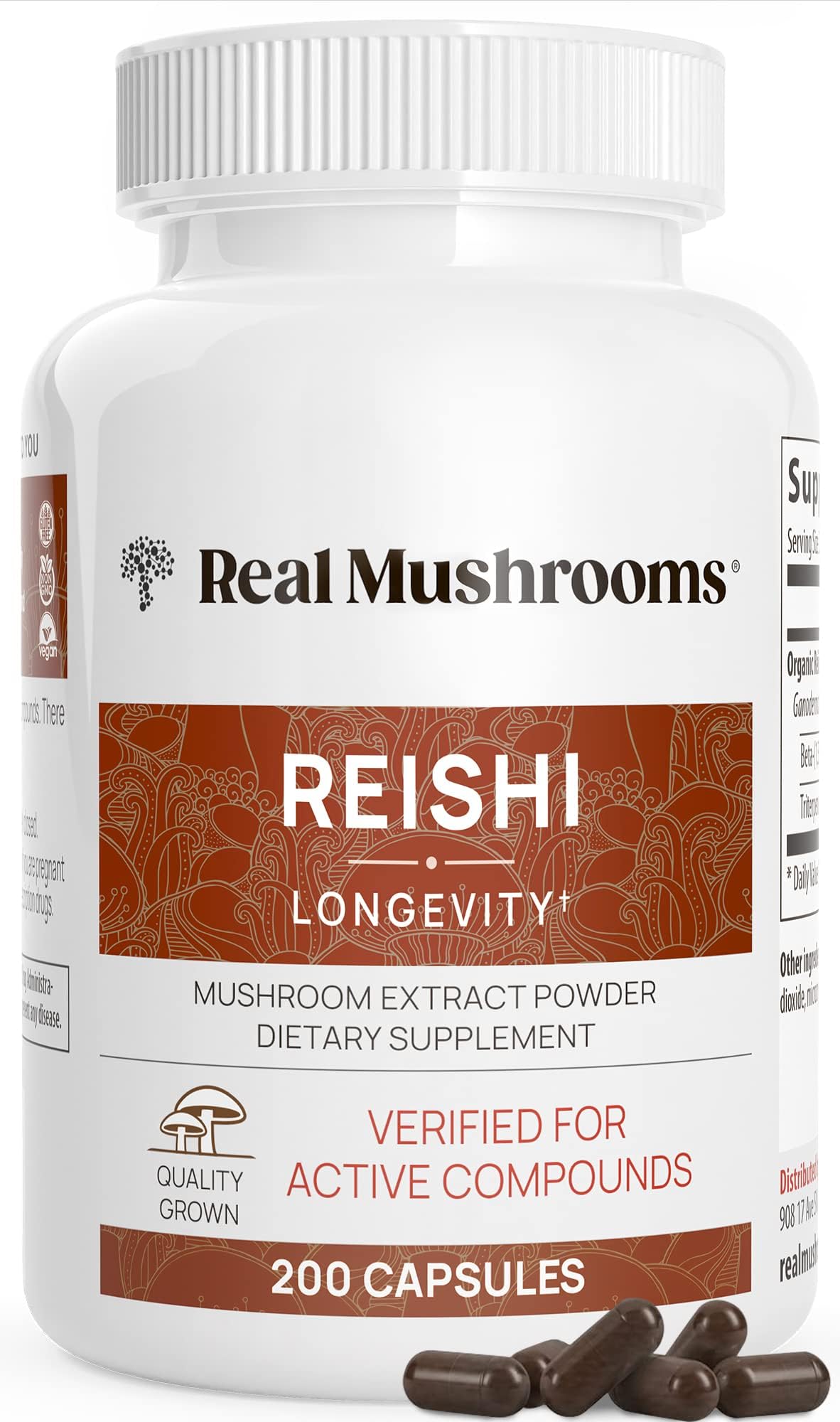 Real Mushrooms Reishi: boîte prête à l’emploi, complément naturel quotidien.
