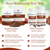 Real Mushrooms Reishi: biologique, végan et sans gluten.