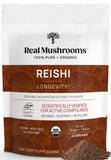 Real Mushrooms Reishi poudre, corps fructifiant bio, soutien calme potentiel.